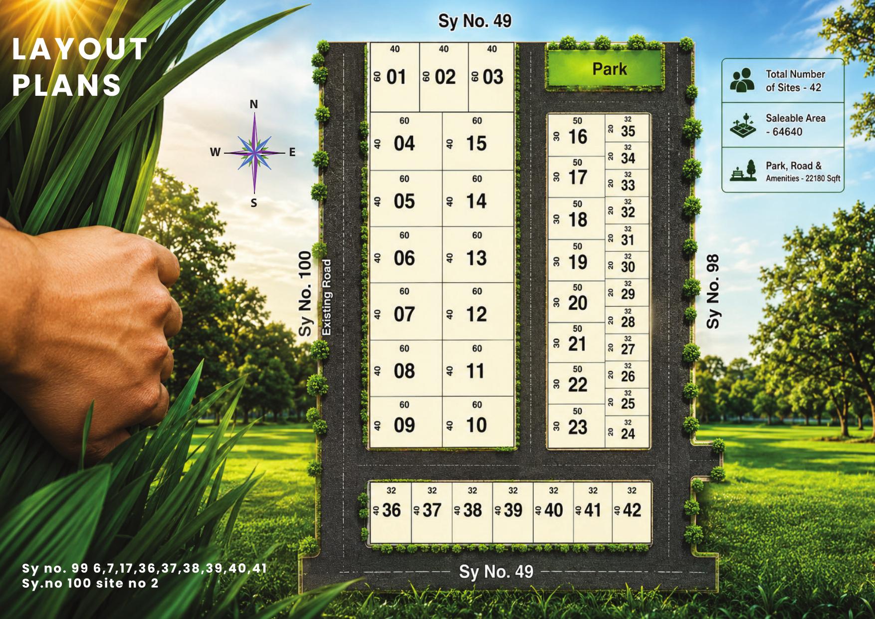 Layout Plan – 42 Sites (Saleable 64,640 sq.ft)